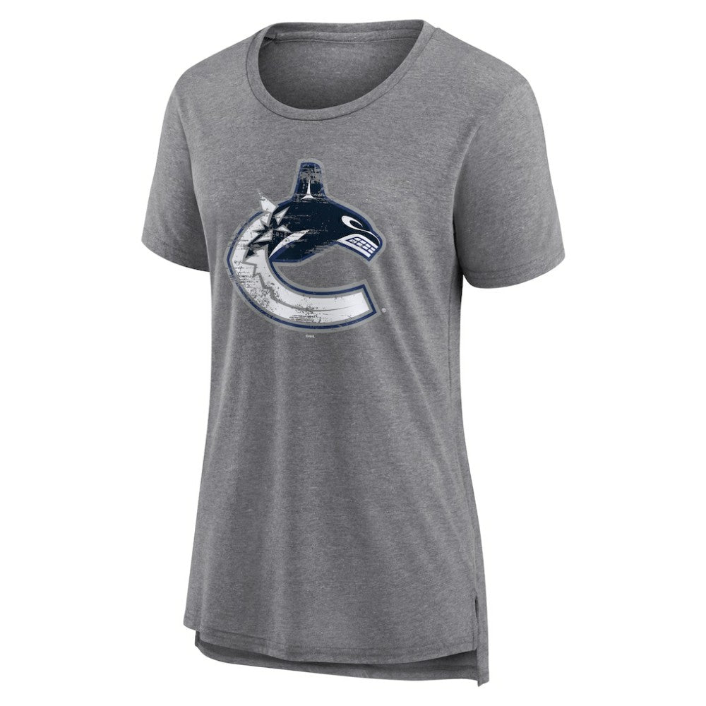 Vancouver Canucks Women's Heritage Custom Tri-Blend T-Shirt - Gray T-shirts