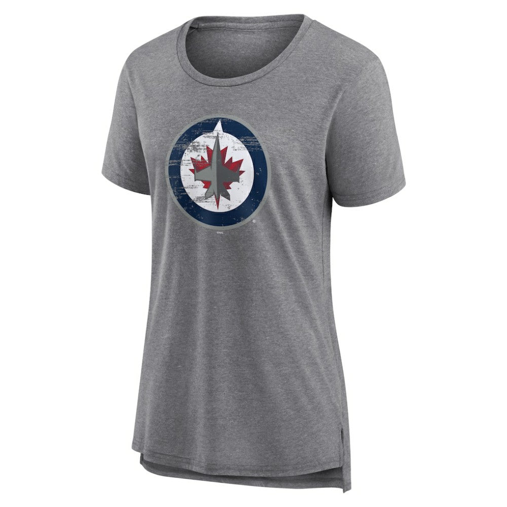 Winnipeg Jets Women's Heritage Custom Tri-Blend T-Shirt - Gray T-shirts