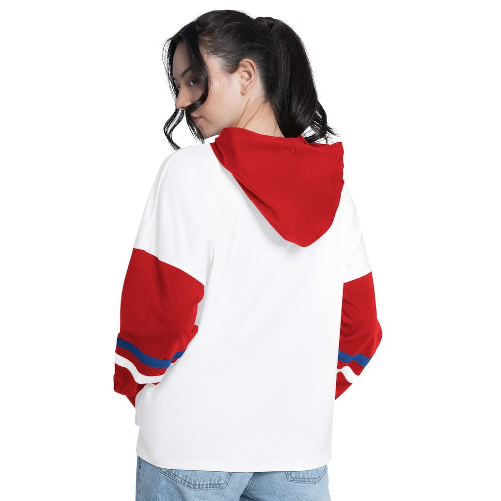 Philadelphia Phillies G-III 4Her by Carl Banks Women's Key Player Oversized Hooded Long Sleeve T-Shirt White/Red