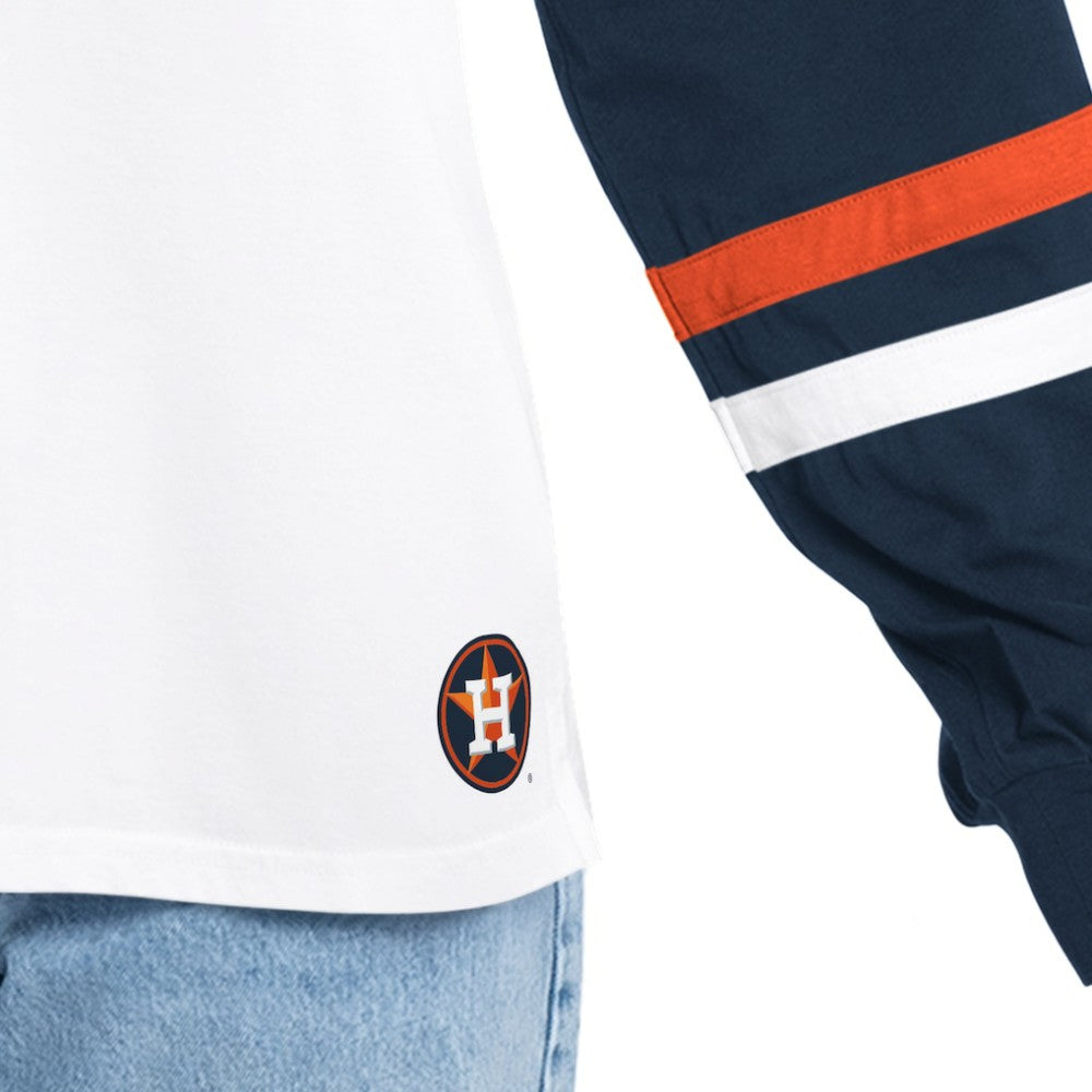 Houston Astros G-III 4Her by Carl Banks Women's Key Player Oversized Hooded Long Sleeve T-Shirt White/Navy