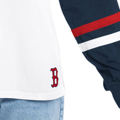Boston Red Sox G-III 4Her by Carl Banks Women's Key Player Oversized Hooded Long Sleeve T-Shirt White/Navy