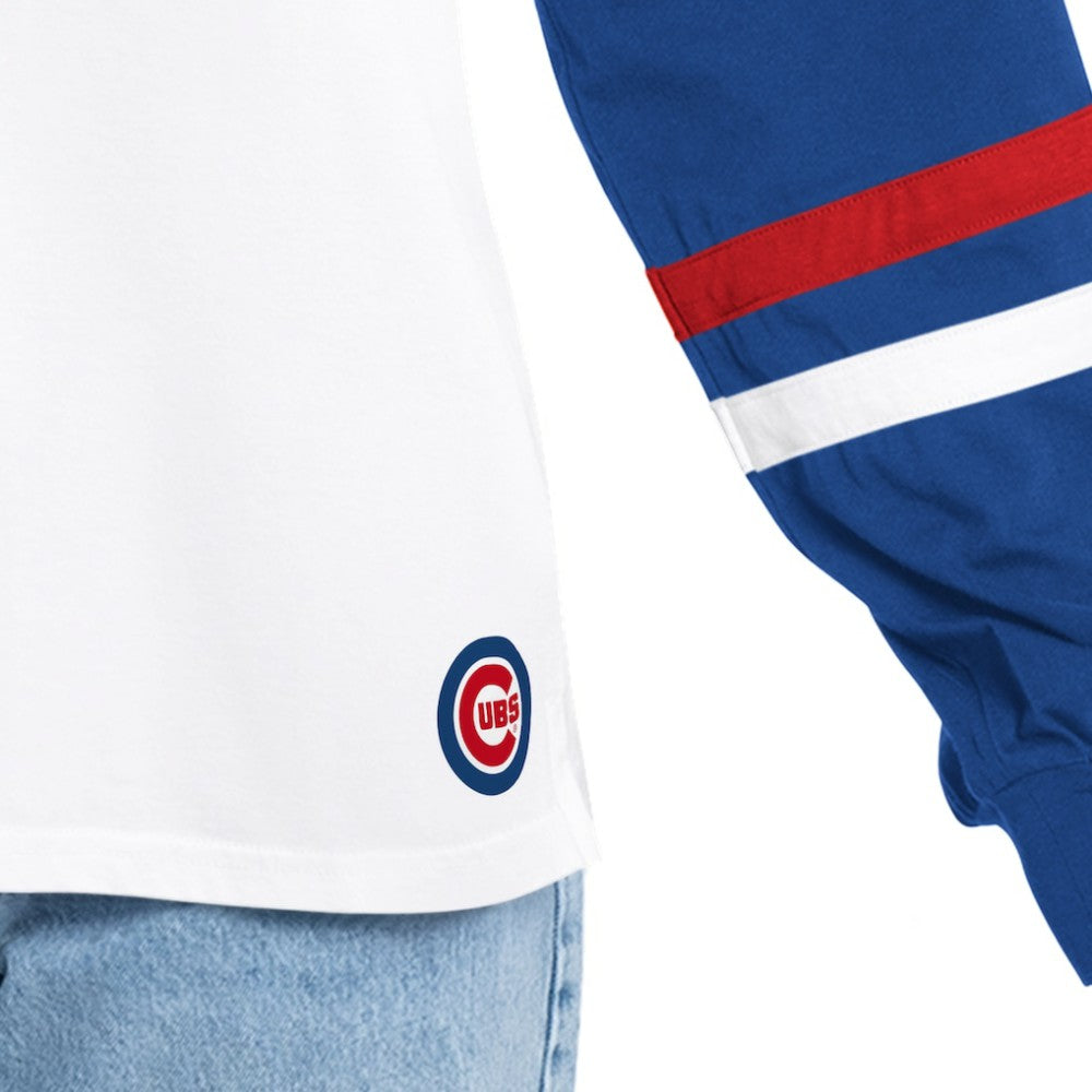 Chicago Cubs G-III 4Her by Carl Banks Women's Key Player Oversized Hooded Long Sleeve T-Shirt White/Royal
