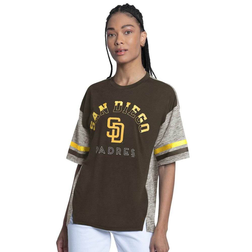 San Diego Padres G-III 4Her by Carl Banks Women's Off-Season Oversized Top Brown