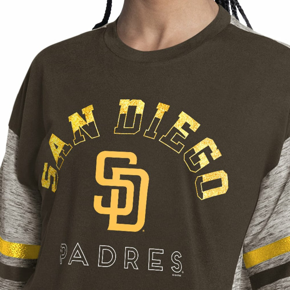 San Diego Padres G-III 4Her by Carl Banks Women's Off-Season Oversized Top Brown