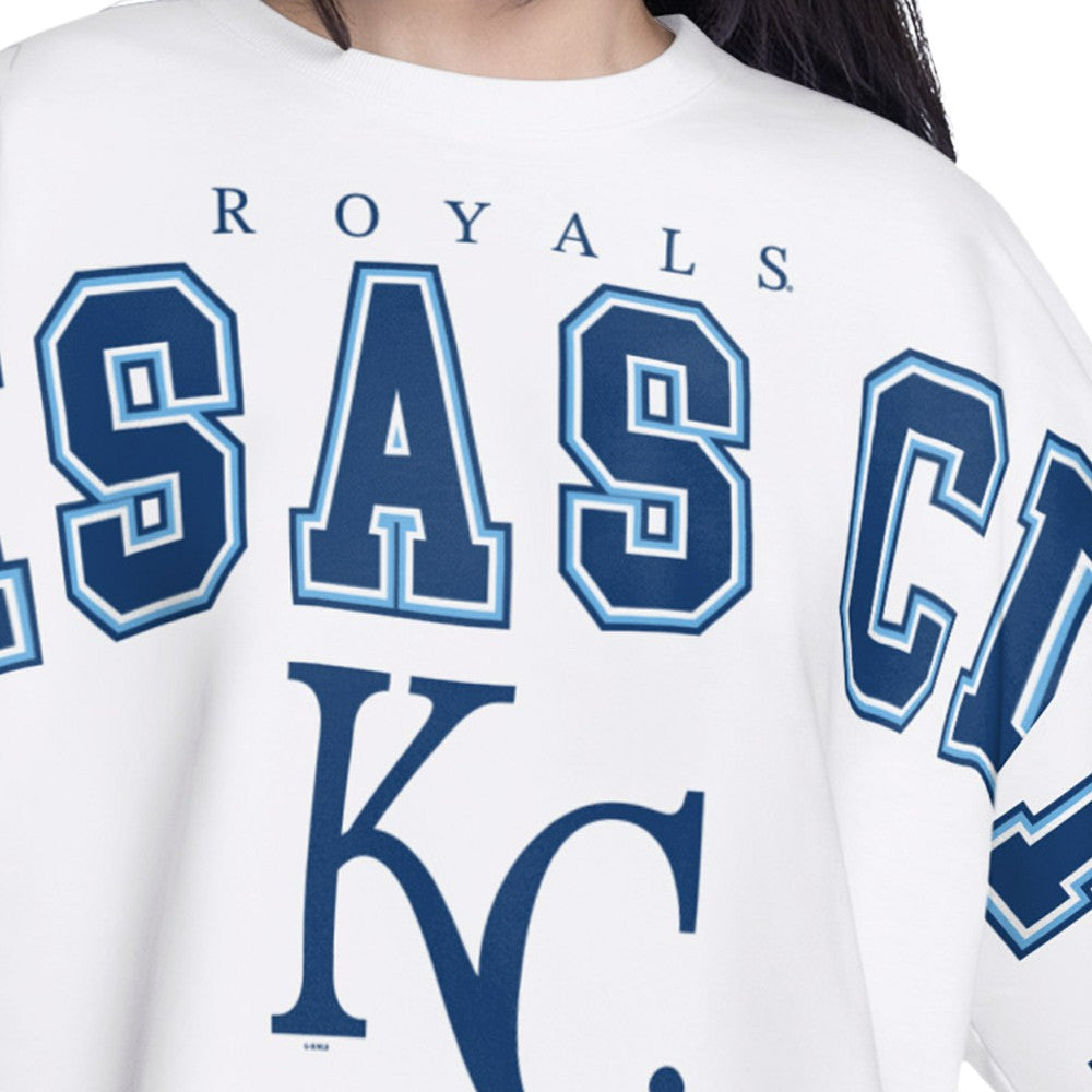 Kansas City Royals G-III 4Her by Carl Banks Women's Bleachers Cropped Pullover Sweatshirt White