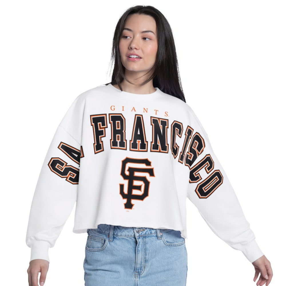 San Francisco Giants G-III 4Her by Carl Banks Women's Bleachers Cropped Pullover Sweatshirt White