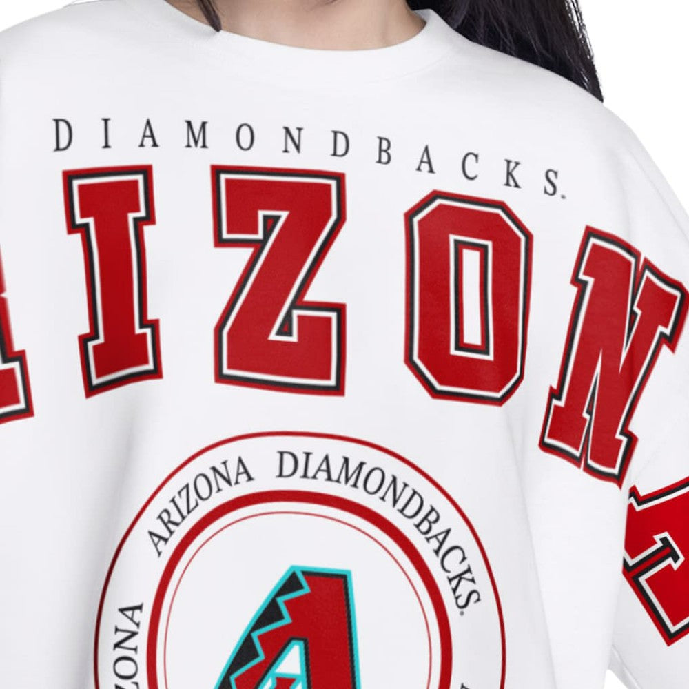 Arizona Diamondbacks G-III 4Her by Carl Banks Women's Bleachers Cropped Pullover Sweatshirt White