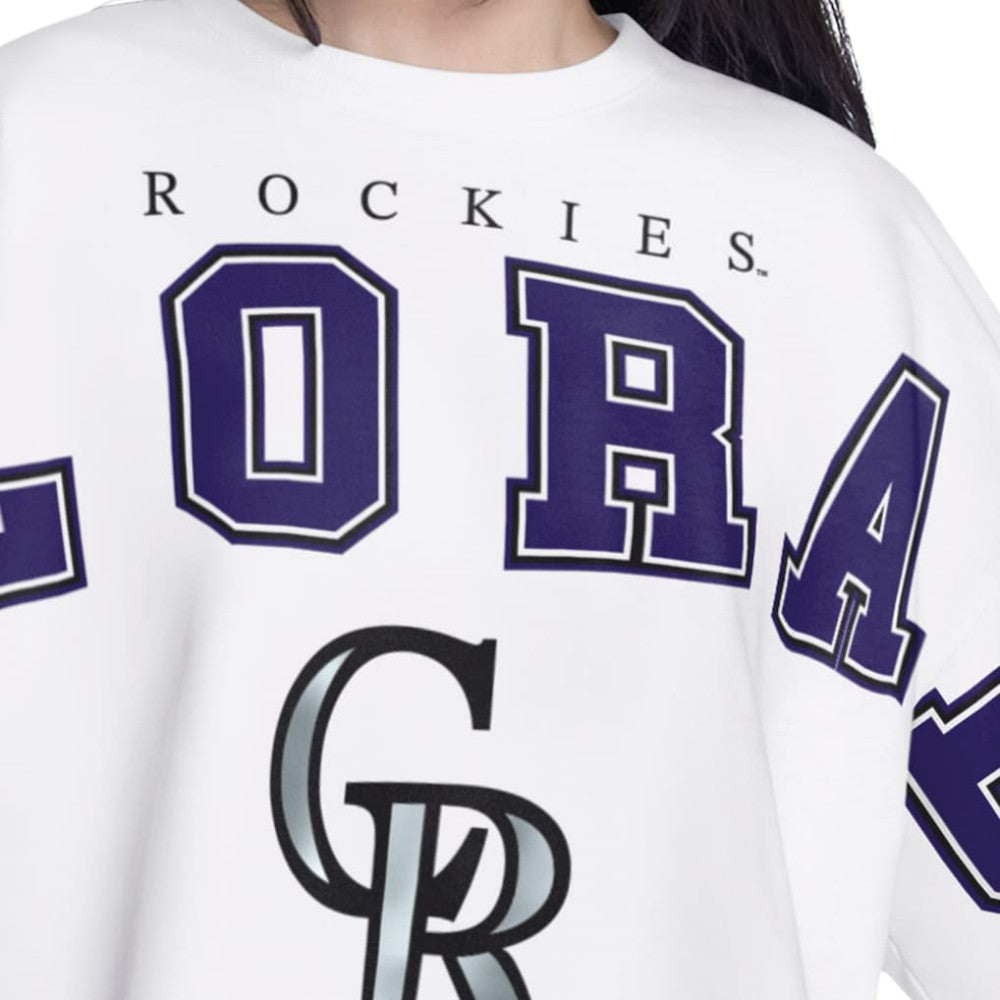 Colorado Rockies G-III 4Her by Carl Banks Women's Bleachers Cropped Pullover Sweatshirt White