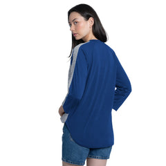 Texas Rangers G-III 4Her by Carl Banks Women's Speed Training 3/4-Sleeve Rhinestone V-Neck T-Shirt Royal/Heather Royal