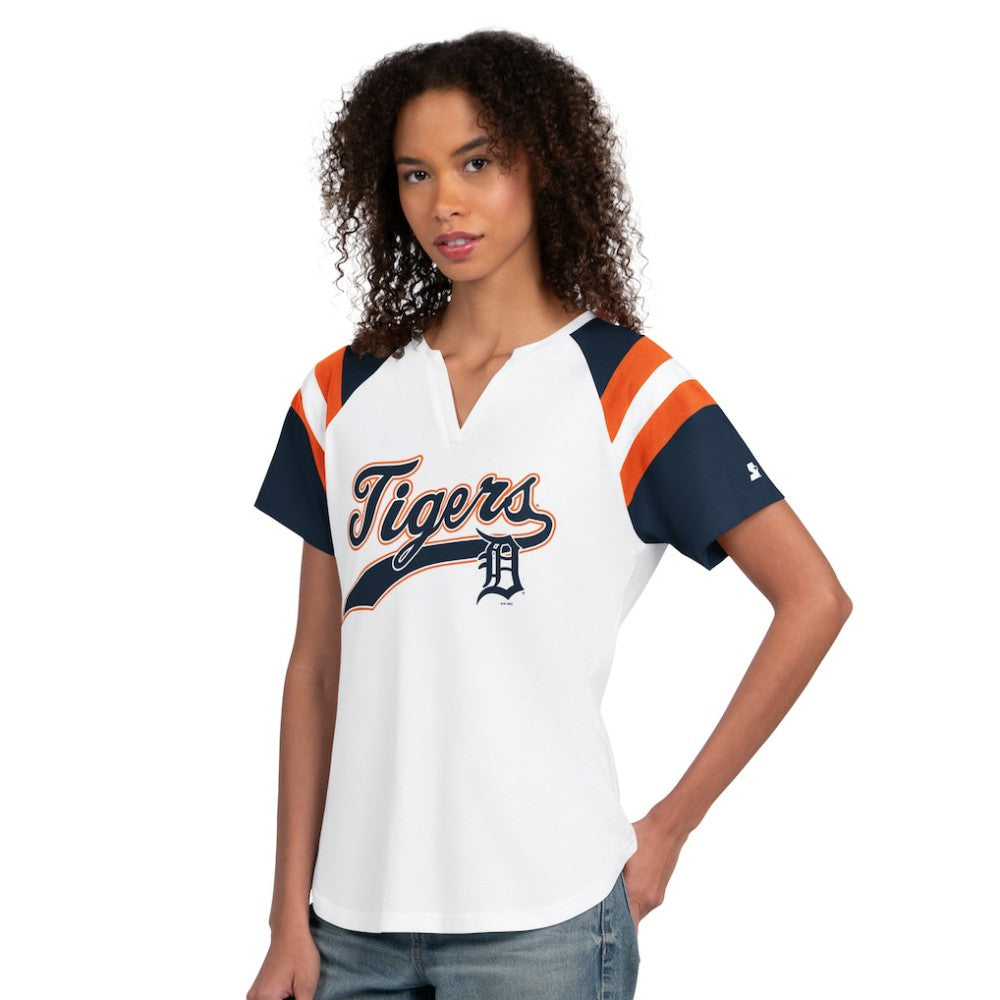 Detroit Tigers Starter Women's Game On Notch Neck T-Shirt White
