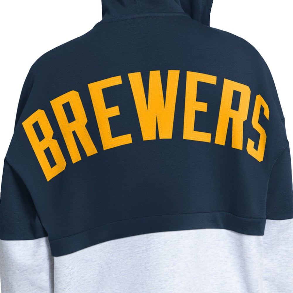 Milwaukee Brewers Starter Women's Wishbone Full-Zip Hoodie Navy/Heather Gray