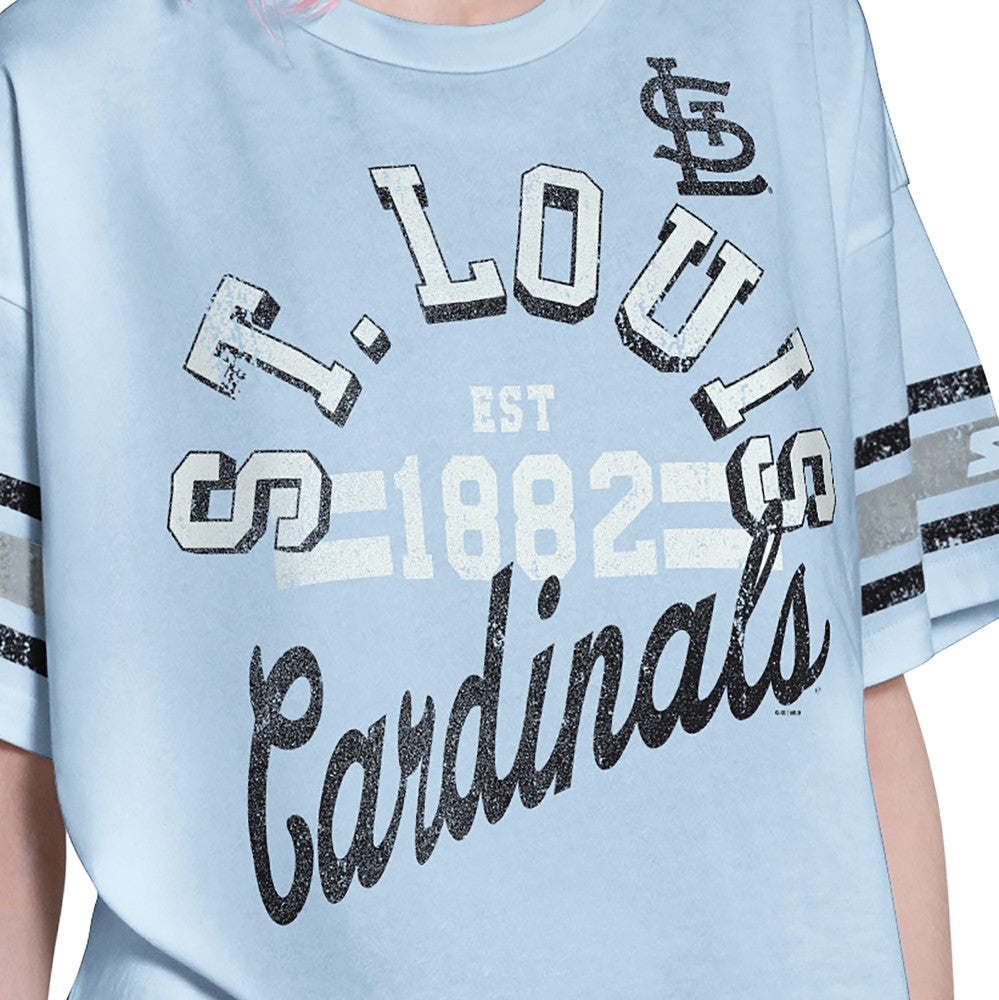 St. Louis Cardinals Starter Women's Cropped Hurry Up Offense T-Shirt Light Blue