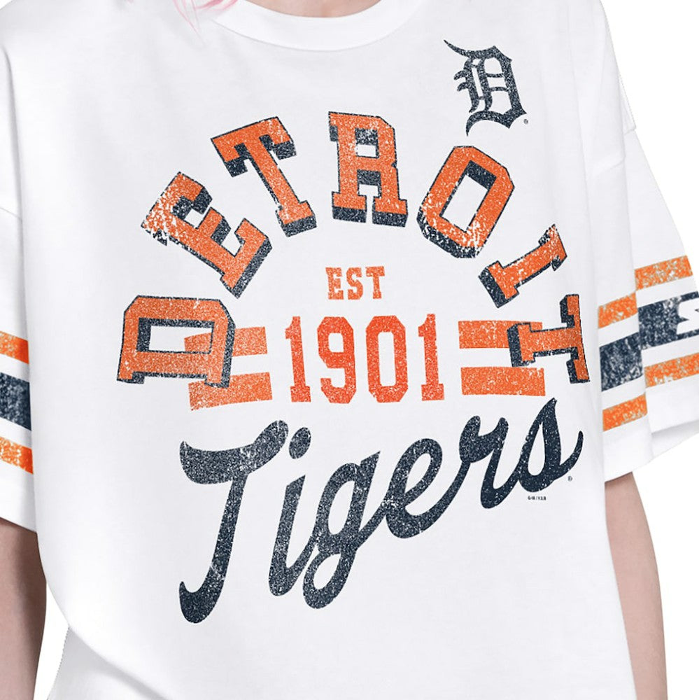 Detroit Tigers Starter Women's Cropped Hurry Up Offense T-Shirt White