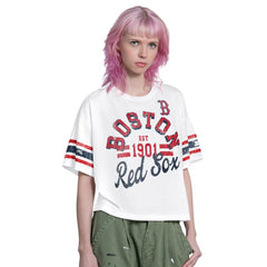 Boston Red Sox Starter Women's Cropped Hurry Up Offense T-Shirt White