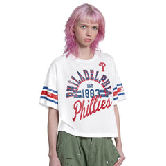 Philadelphia Phillies Starter Women's Cropped Hurry Up Offense T-Shirt White