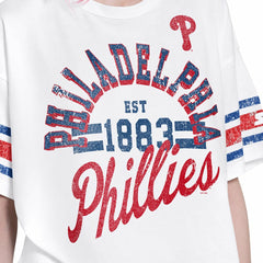 Philadelphia Phillies Starter Women's Cropped Hurry Up Offense T-Shirt White