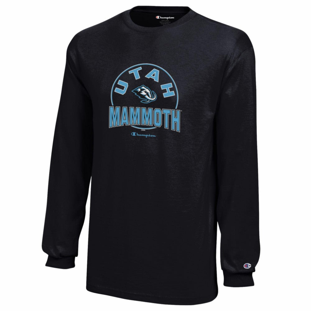 Utah Mammoth Champion Youth Jersey Long Sleeve T-Shirt - Black T-shirts