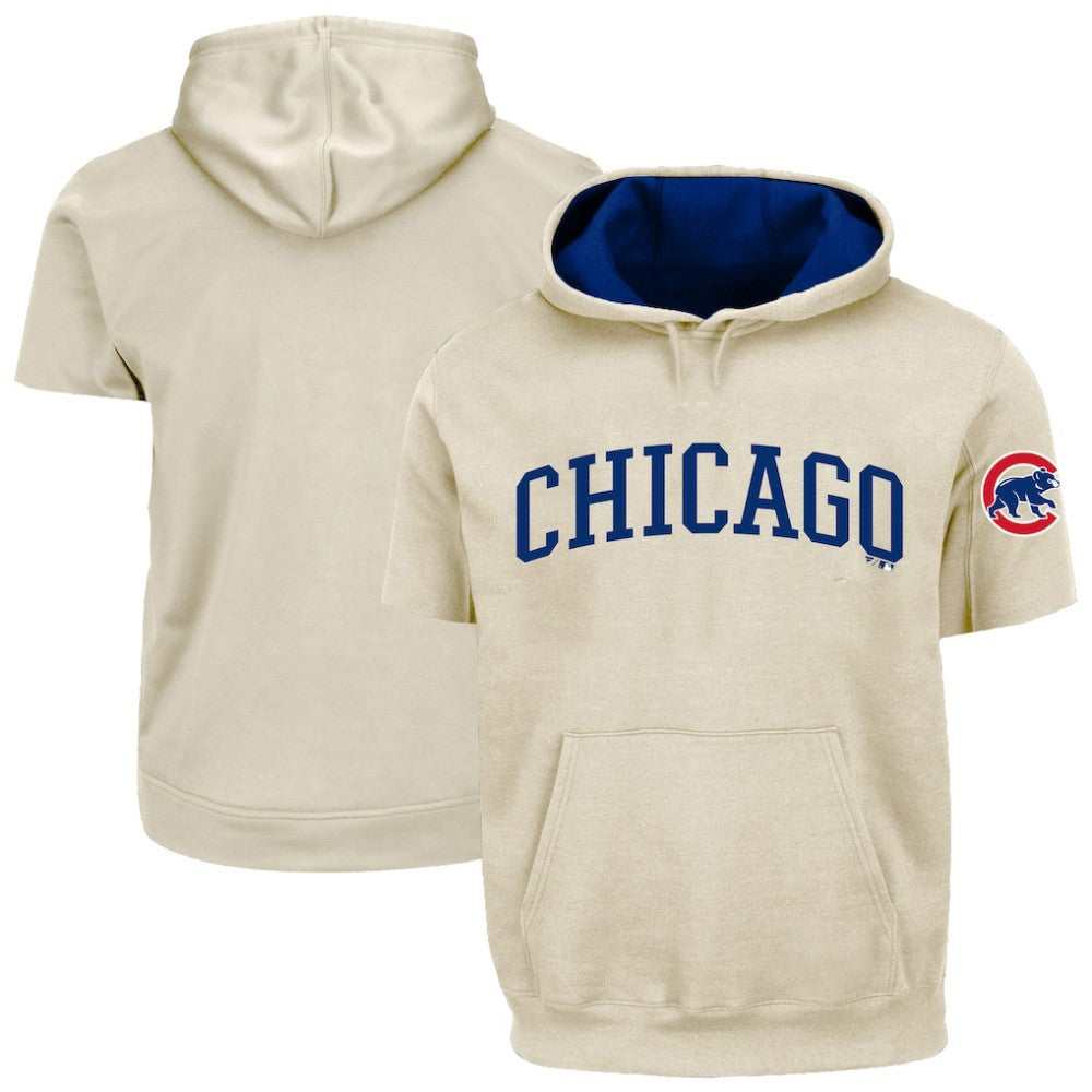 Chicago Cubs Profile Big & Tall Contrast Short Sleeve Hoodie Cream