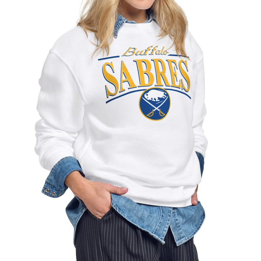 Buffalo Sabres Starter Women's Arch Stripe Fleece Sweatshirt - White Sweatshirts