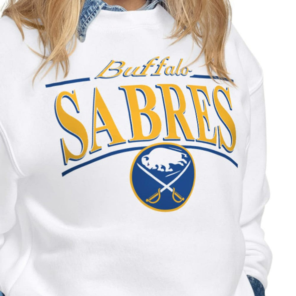 Buffalo Sabres Starter Women's Arch Stripe Fleece Sweatshirt - White Sweatshirts