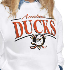 Anaheim Ducks Starter Women's Arch Stripe Fleece Sweatshirt - White Sweatshirts