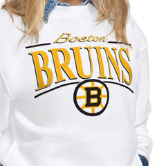 Boston Bruins Starter Women's Arch Stripe Fleece Sweatshirt - White Sweatshirts
