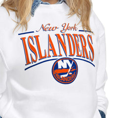New York Islanders Starter Women's Arch Stripe Fleece Sweatshirt - White Sweatshirts