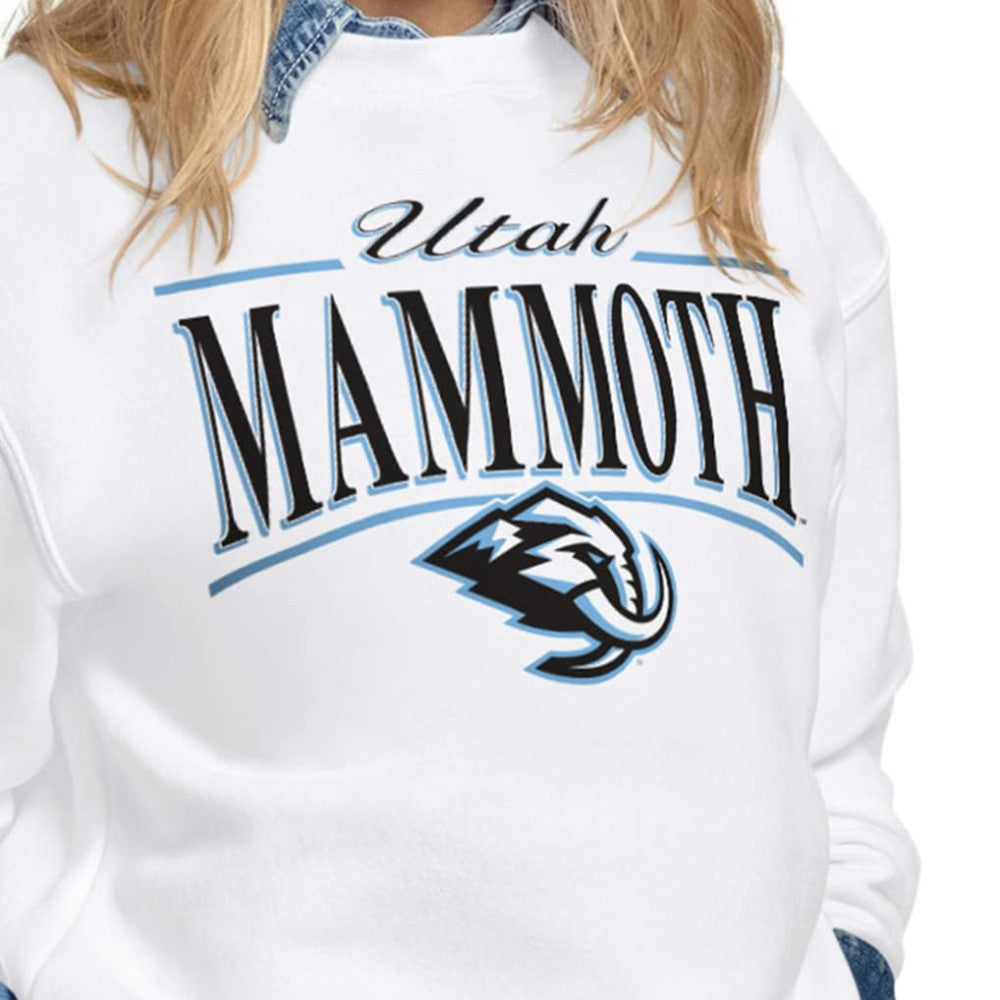 Utah Mammoth Starter Women's Arch Stripe Fleece Sweatshirt - White Sweatshirts
