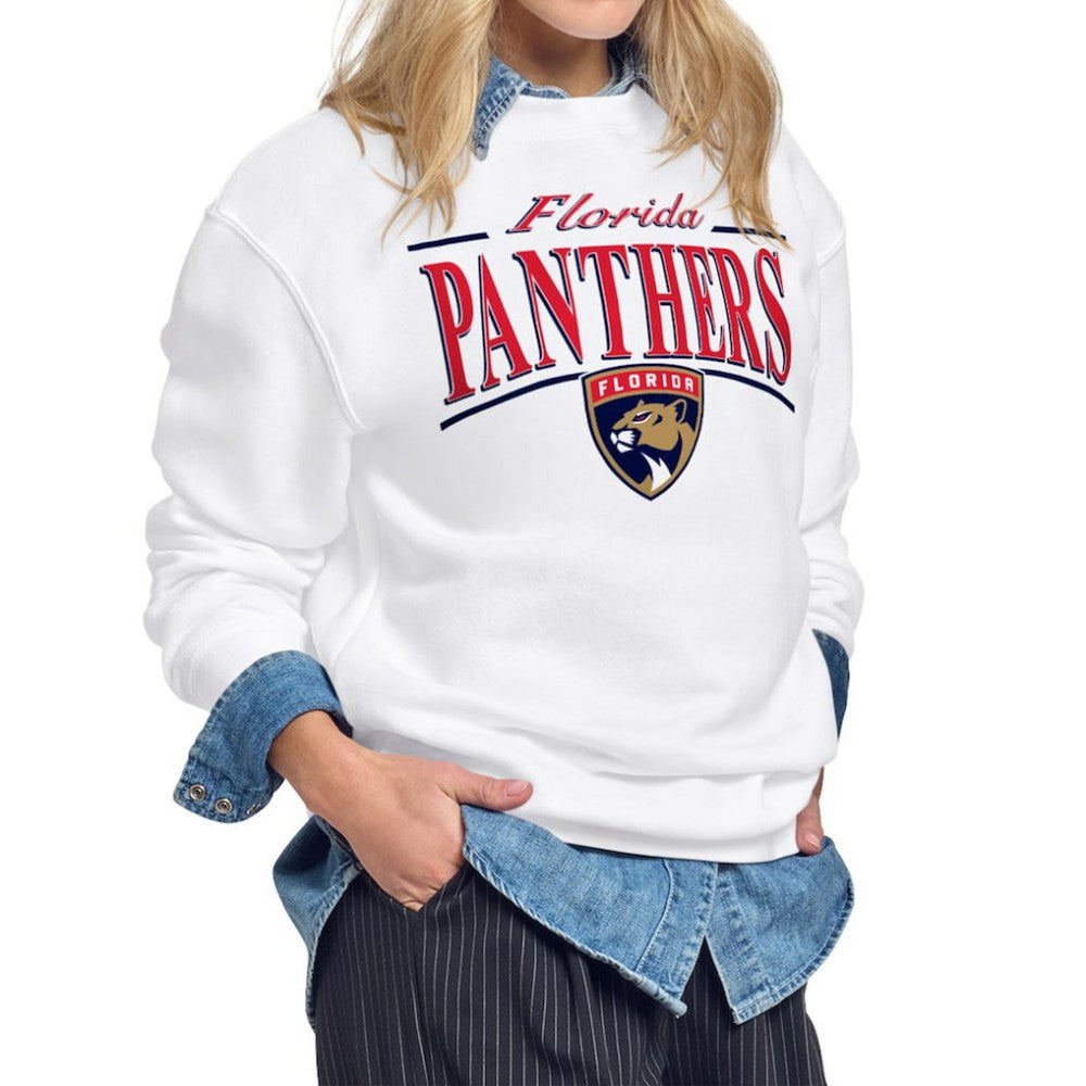 Florida Panthers Starter Women's Arch Stripe Fleece Sweatshirt - White Sweatshirts