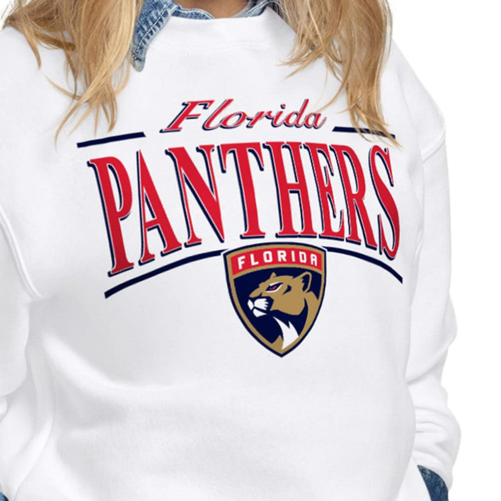Florida Panthers Starter Women's Arch Stripe Fleece Sweatshirt - White Sweatshirts