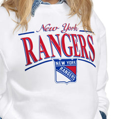 New York Rangers Starter Women's Arch Stripe Fleece Sweatshirt - White Sweatshirts