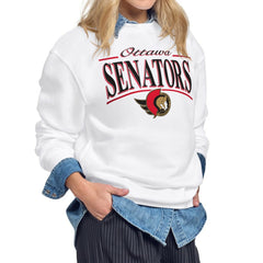 Ottawa Senators Starter Women's Arch Stripe Fleece Sweatshirt - White Sweatshirts