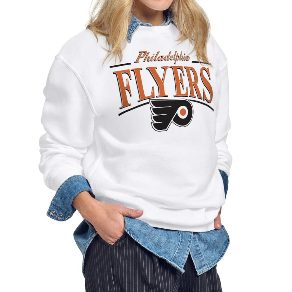Philadelphia Flyers Starter Women's Arch Stripe Fleece Sweatshirt - White Sweatshirts