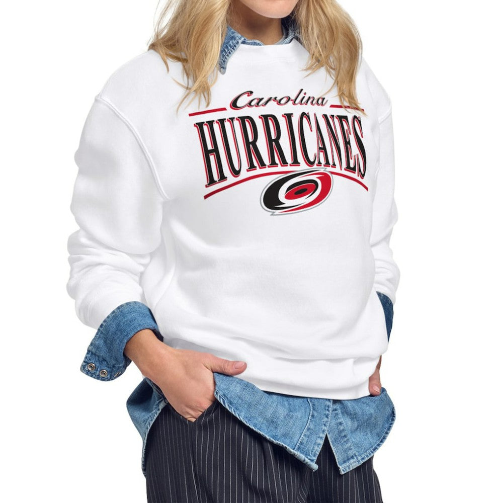 Carolina Hurricanes Starter Women's Arch Stripe Fleece Sweatshirt - White Sweatshirts