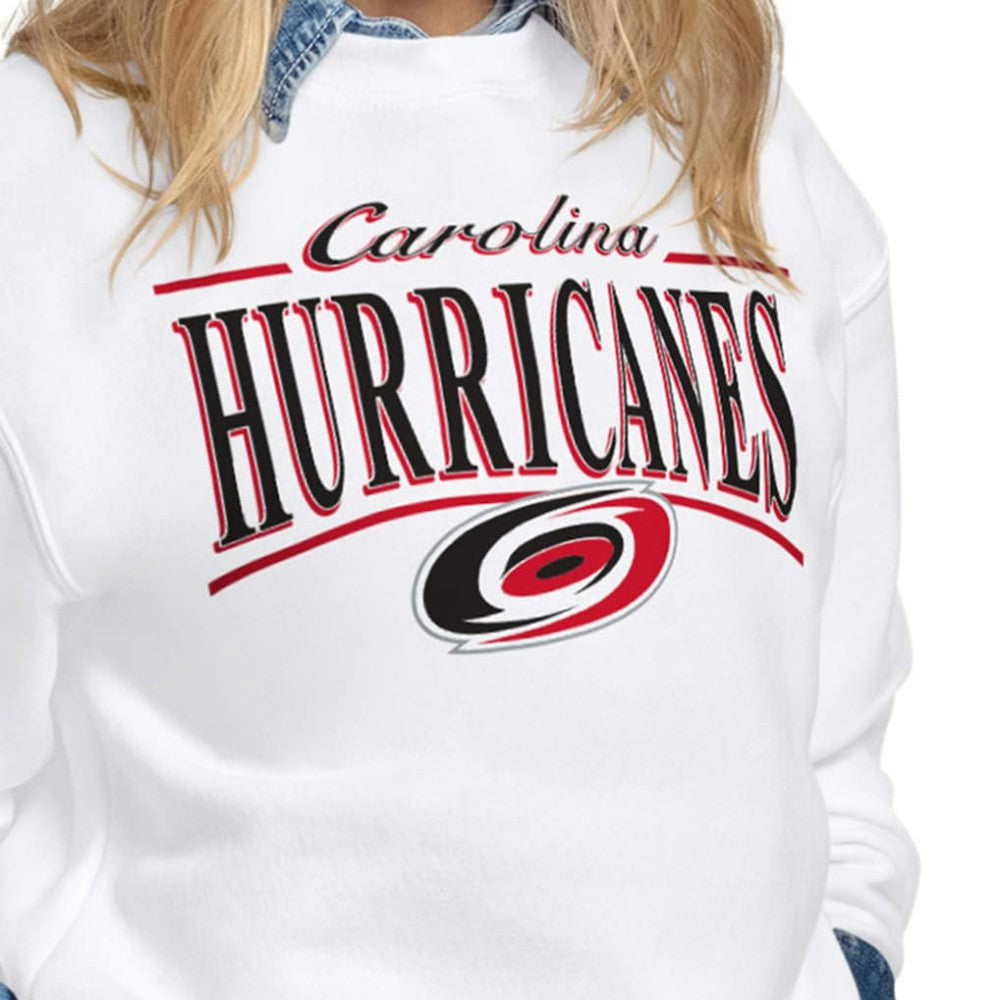 Carolina Hurricanes Starter Women's Arch Stripe Fleece Sweatshirt - White Sweatshirts