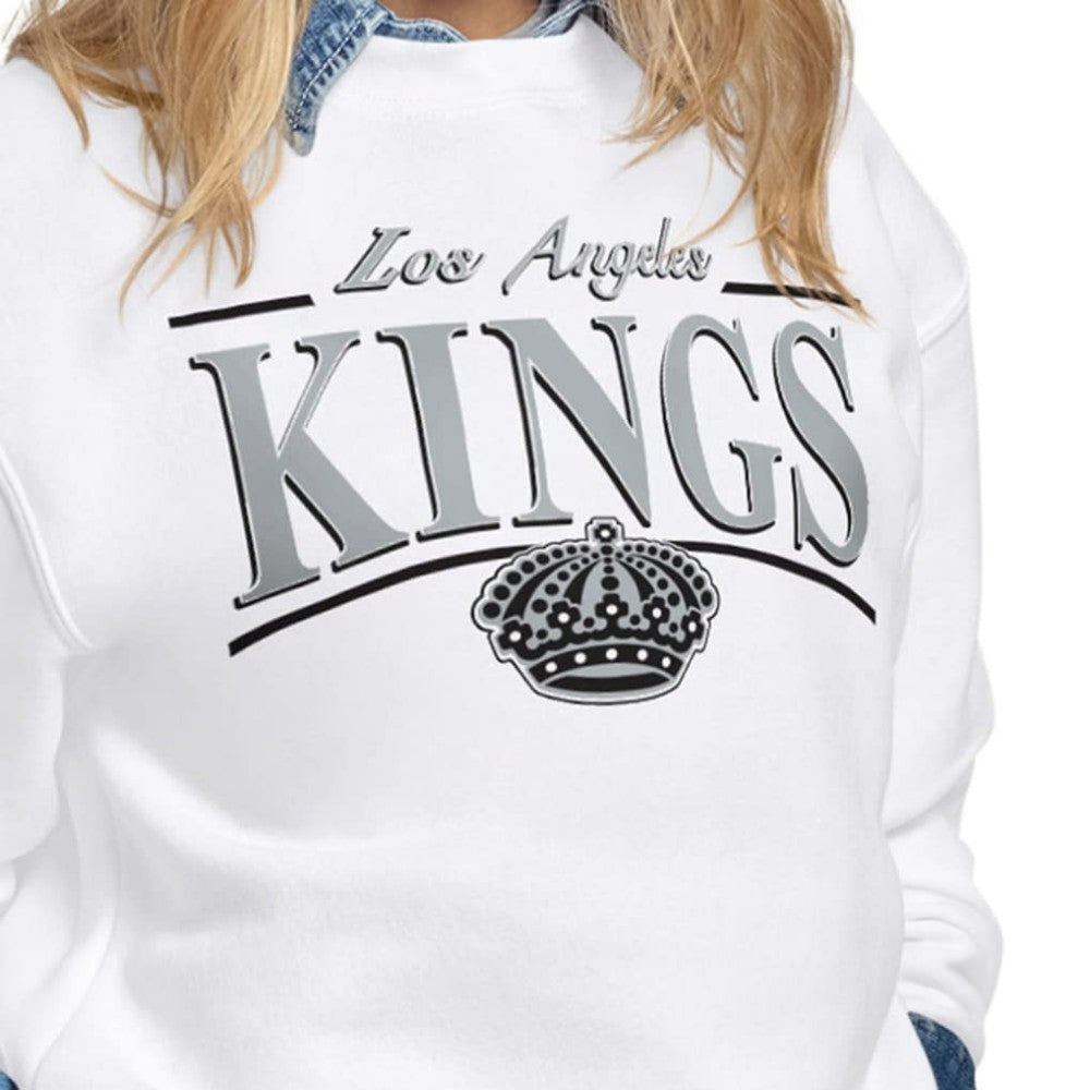Los Angeles Kings Starter Women's Arch Stripe Fleece Sweatshirt - White Sweatshirts
