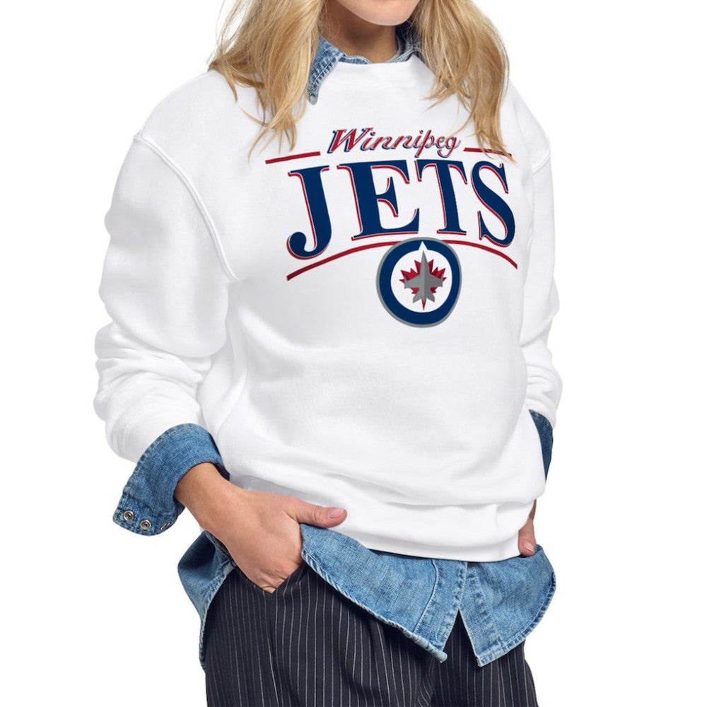 Winnipeg Jets Starter Women's Arch Stripe Fleece Sweatshirt - White Sweatshirts