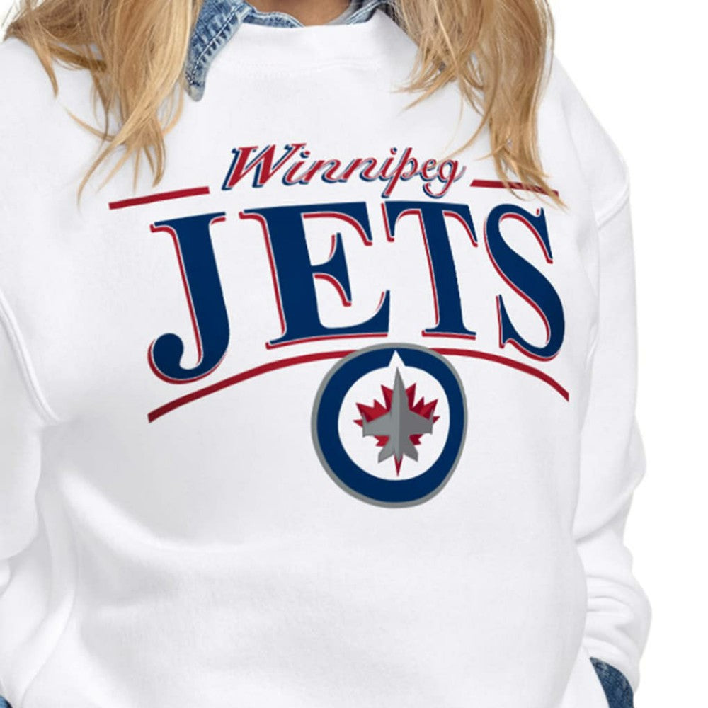 Winnipeg Jets Starter Women's Arch Stripe Fleece Sweatshirt - White Sweatshirts