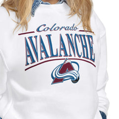 Colorado Avalanche Starter Women's Arch Stripe Fleece Sweatshirt - White Sweatshirts