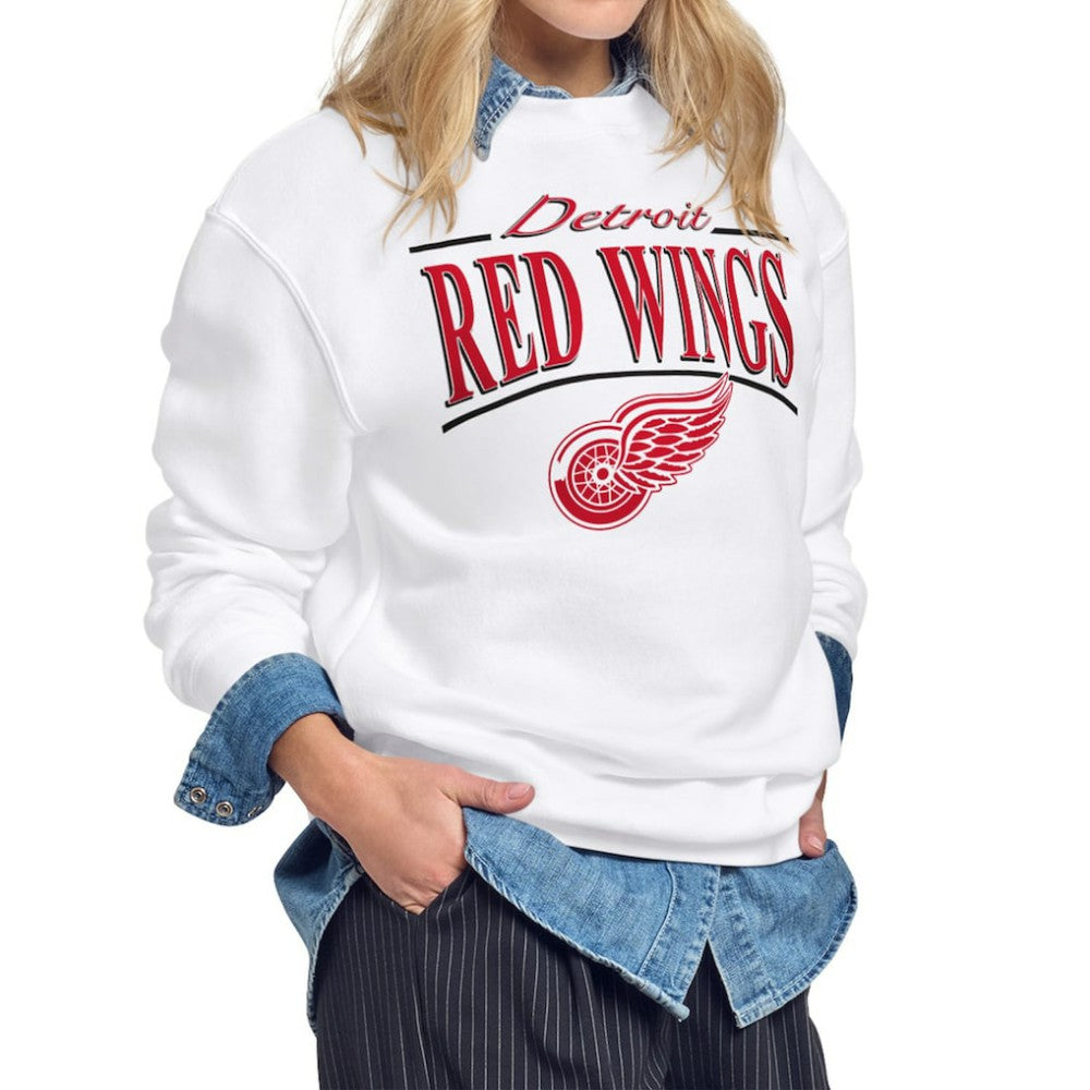 Detroit Red Wings Starter Women's Arch Stripe Fleece Sweatshirt - White Sweatshirts
