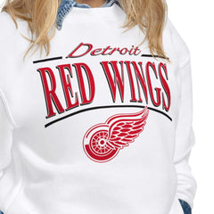 Detroit Red Wings Starter Women's Arch Stripe Fleece Sweatshirt - White Sweatshirts