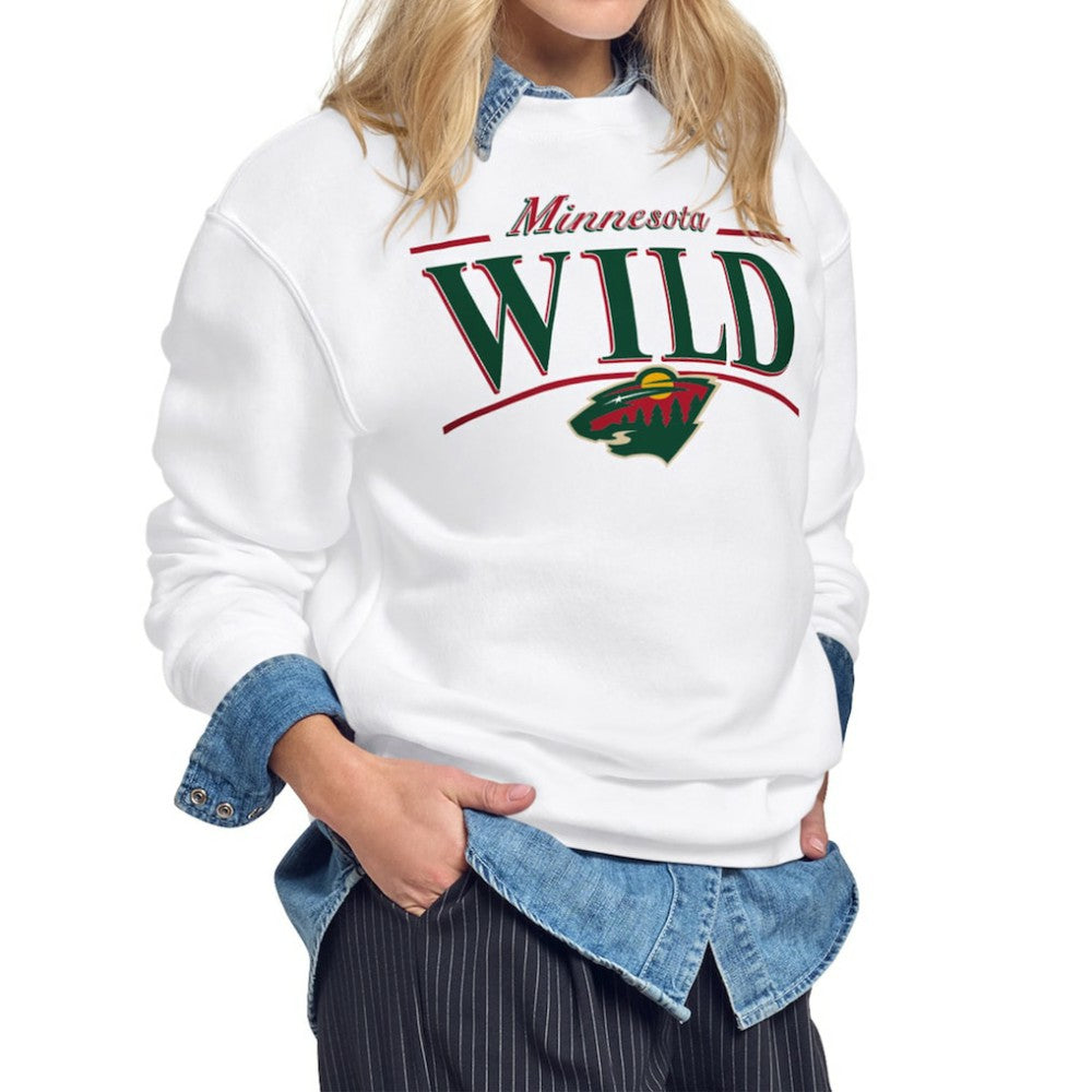 Minnesota Wild Starter Women's Arch Stripe Fleece Sweatshirt - White Sweatshirts