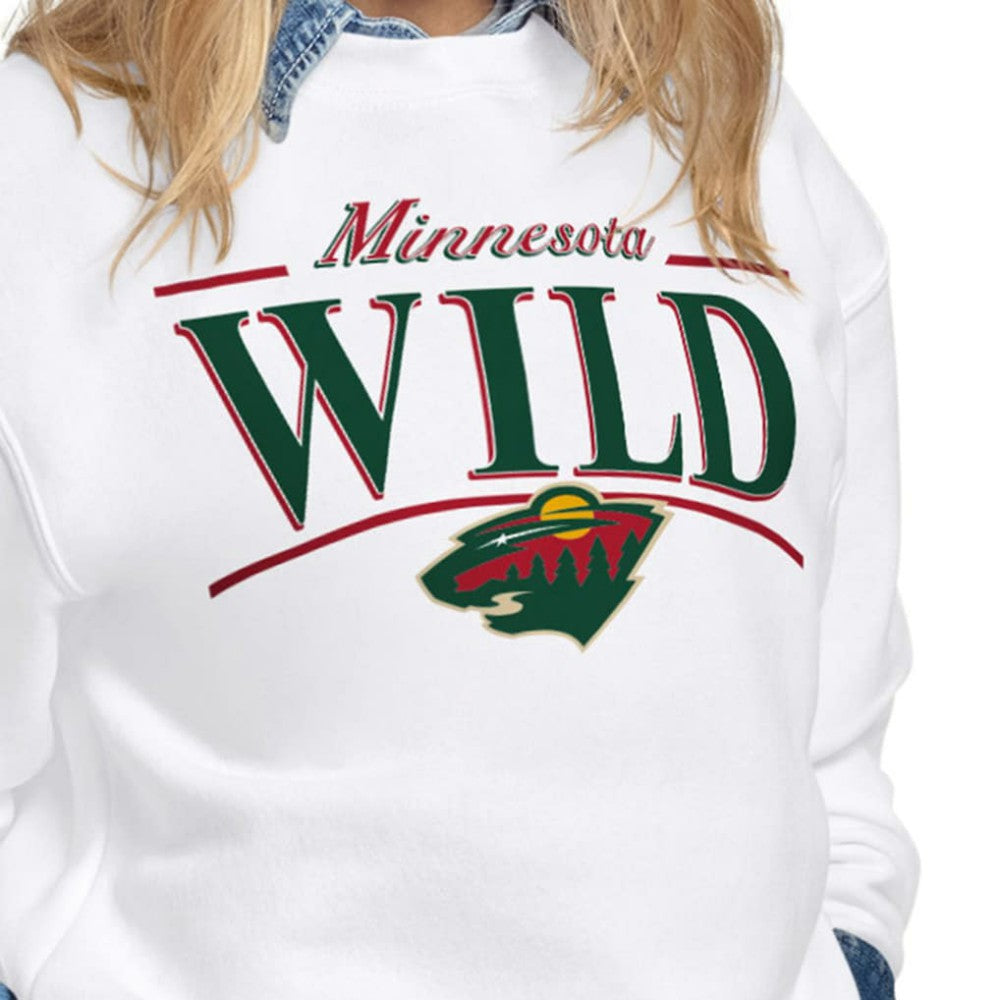 Minnesota Wild Starter Women's Arch Stripe Fleece Sweatshirt - White Sweatshirts