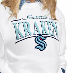 Seattle Kraken Starter Women's Arch Stripe Fleece Sweatshirt - White Sweatshirts