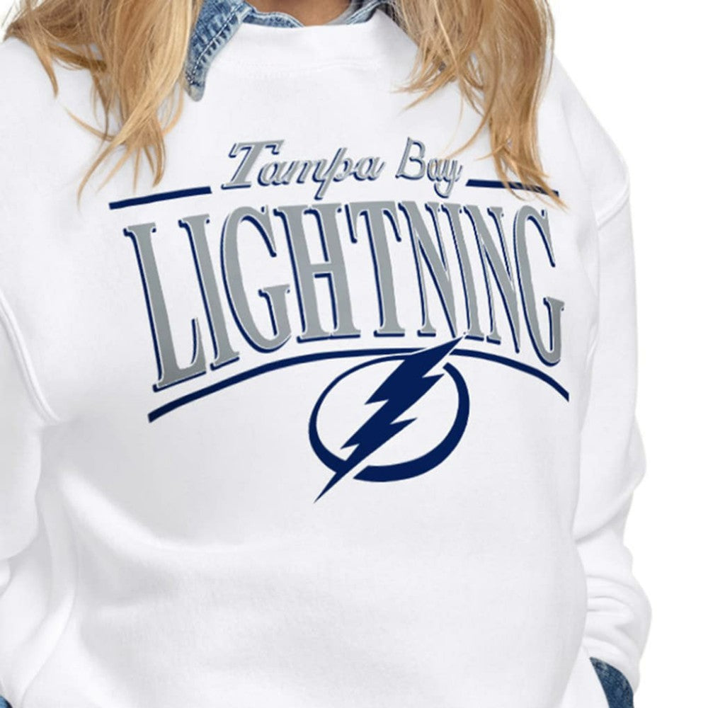 Tampa Bay Lightning Starter Women's Arch Stripe Fleece Sweatshirt - White Sweatshirts