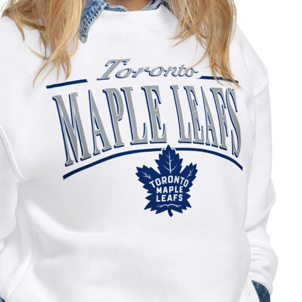 Toronto Maple Leafs Starter Women's Arch Stripe Fleece Sweatshirt - White Sweatshirts