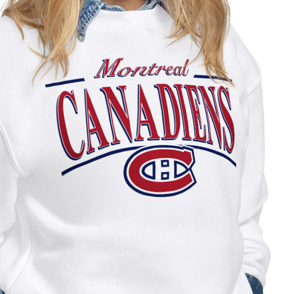 Montreal Canadiens Starter Women's Arch Stripe Fleece Sweatshirt - White Sweatshirts