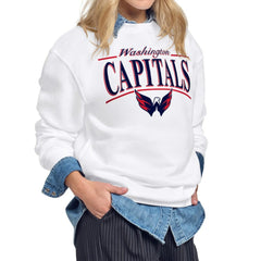 Washington Capitals Starter Women's Arch Stripe Fleece Sweatshirt - White Sweatshirts