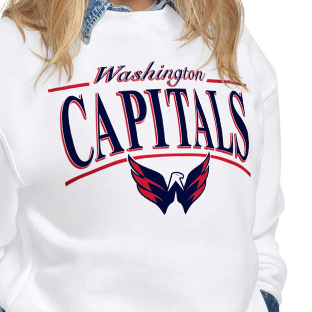 Washington Capitals Starter Women's Arch Stripe Fleece Sweatshirt - White Sweatshirts