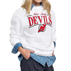 New Jersey Devils Starter Women's Arch Stripe Fleece Sweatshirt - White Sweatshirts